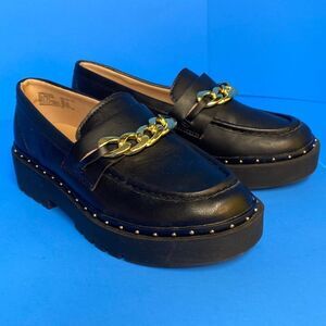 Wonder Nation Kids Black Faux Leather Loafers Size 1